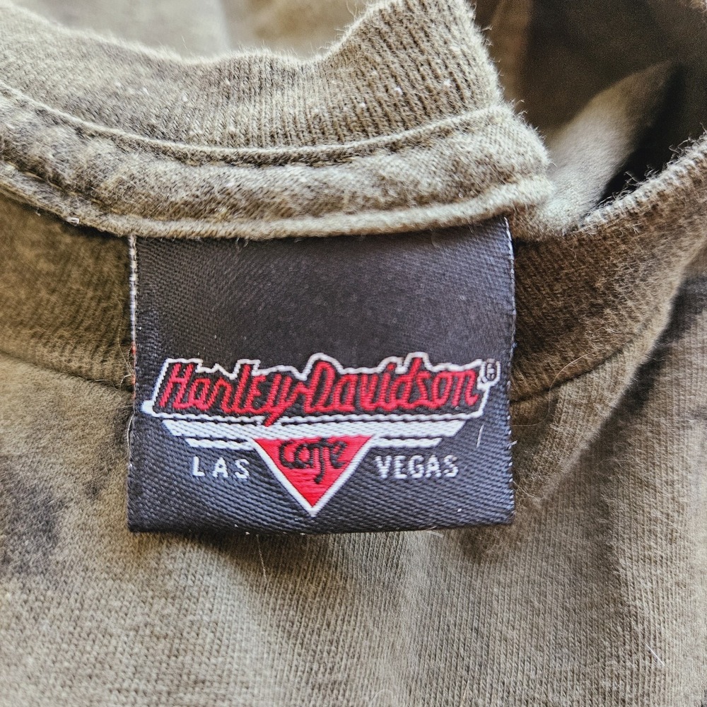 Harley-Davidson Olive Tie Dye Cafe Las Vegas Graphic T-Shirt XXL Biker Grunge - Picture 4 of 5